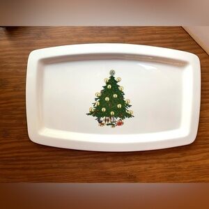 11” Vintage Christmas Tree Ceramic Tray or Serving Dish
